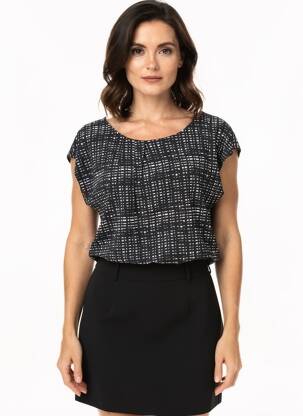 Top tissage jersey manches courtes noir SHEEGO femme