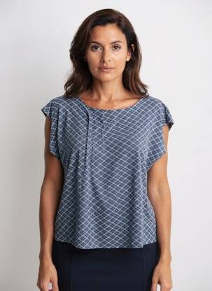 Top tissage jersey manches courtes bleu SHEEGO femme
