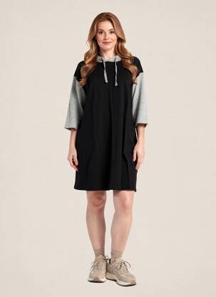 Robe courte manches 3/4 manches 3/4 noir SHEEGO femme