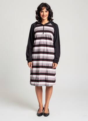 Robe mi-longue manches longues manches longues noir SHEEGO femme