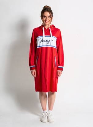 Robe mi-longue manches longues manches longues rouge SHEEGO femme
