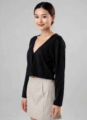 Gilet manches longues stretch noir SHEEGO femme