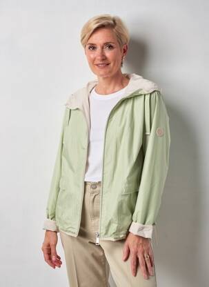 Coupe-vent manches longues a capuche vert BARBARA LEBEK femme