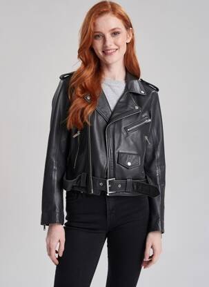Veste en cuir poches noir ZARA femme