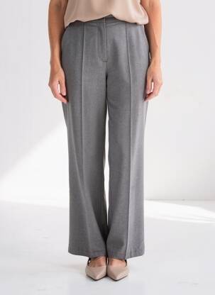 Pantalon droit taille élastique taille normale gris LAUREN VIDAL femme