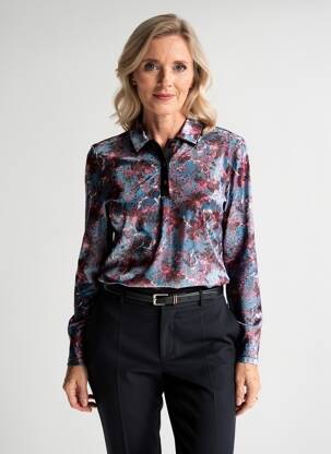 Polo stretch manches longues bleu GUY DUBOUIS femme