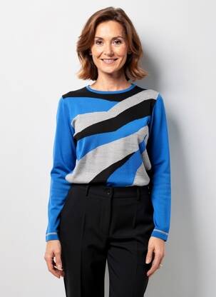 Pull coupe cintrée manches longues bleu FRANCE RIVOIRE femme