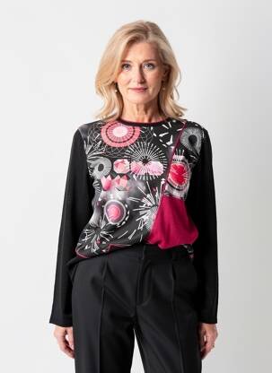 Pull coupe cintrée manches longues noir GUY DUBOUIS femme