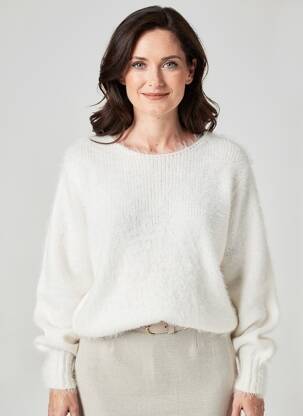 Pull stretch manches longues blanc GUY DUBOUIS femme