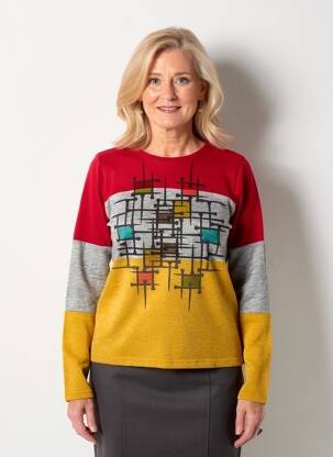 Pull coupe droite manches longues rouge GUY DUBOUIS femme