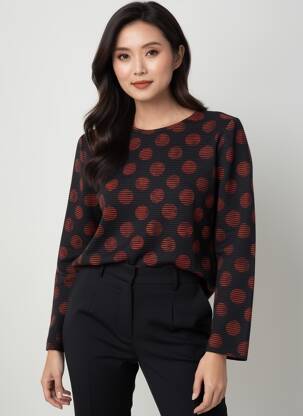 Pull coupe droite manches longues bleu GUY DUBOUIS femme