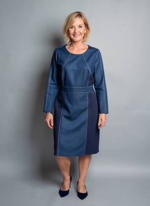 Robe mi-longue manches longues manches longues bleu MERI & ESCA femme