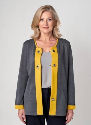 Gilet manches longues col rond gris PAUPORTÉ femme