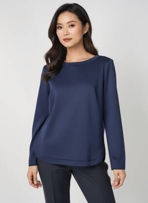 Pull coupe droite manches longues bleu MERI & ESCA femme