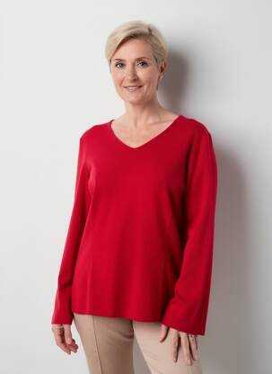 Pull coupe cintrée manches longues rouge GUY DUBOUIS femme