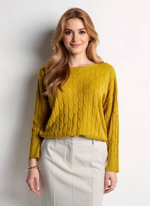 Pull coupe droite manches longues jaune COULEURS DU TEMPS femme
