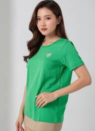 T-shirt sérigraphie manches courtes vert ONLY femme