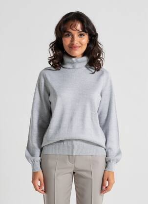 Pull col roulé coupe cintrée manches longues gris ESCORPION femme