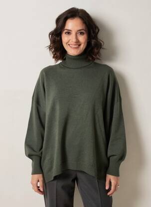 Pull col roulé manches longues manches longues vert MAX & ENJOY femme