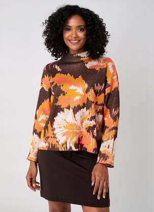 Pull coupe droite manches longues orange ESCORPION femme