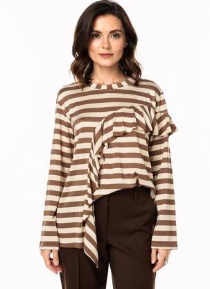 T-shirt manches longues manches longues marron URBAN BY ALEMBIKA femme