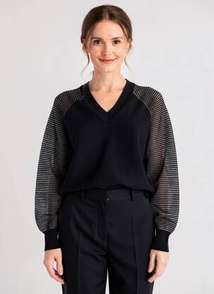Pull coupe cintrée manches longues noir ESCORPION femme