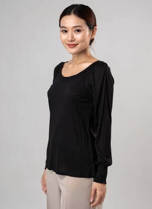 T-shirt manches longues manches longues noir COULEURS DU TEMPS femme