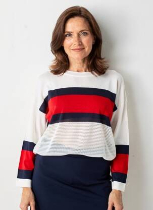 Pull coupe droite manches longues blanc MERI & ESCA femme
