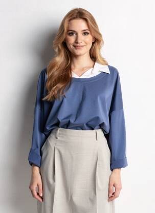 T-shirt manches longues manches longues bleu COULEURS DU TEMPS femme