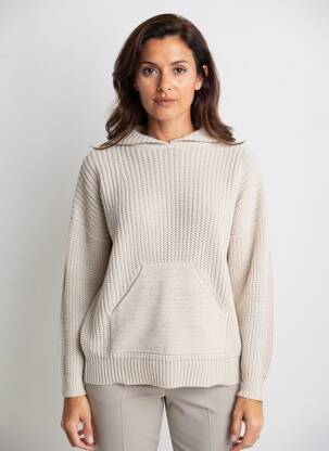 Pull coupe droite manches longues beige COULEURS DU TEMPS femme