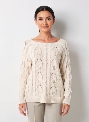 Pull coupe droite manches longues beige COULEURS DU TEMPS femme