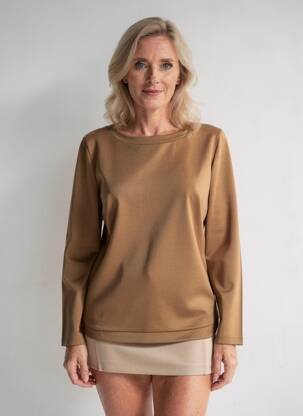 Pull coupe droite manches longues marron MERI & ESCA femme