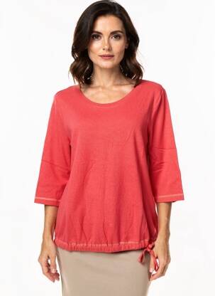 Pull coupe droite manches 3/4 rouge SHEEGO femme