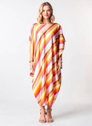 Robe mi-longue coupe fluide manches courtes orange GIANLUCA CAPANNOLO femme