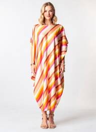 Robe mi-longue coupe fluide manches courtes orange GIANLUCA CAPANNOLO femme