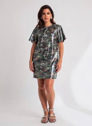 Robe courte fermeture zippée au dos manches courtes vert MSGM femme