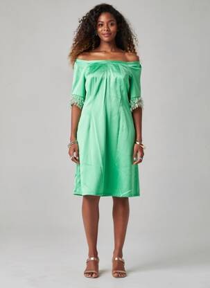 Robe courte manches 3/4 manches 3/4 vert GIO' GUERRERI femme