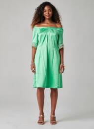 Robe courte manches 3/4 manches 3/4 vert GIO' GUERRERI femme