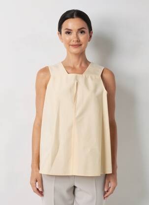 Top col carré sans manche beige JIL SANDER femme