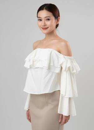 Top col carré manches longues blanc ERIKA CAVALLINI femme