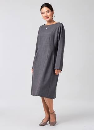 Robe mi-longue manches longues manches longues gris ALBERTO BIANI femme