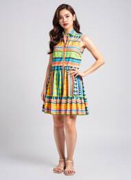 Robe mi-longue sans manche sans manche jaune MSGM femme
