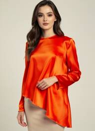 Top coupe fluide manches longues rouge MSGM femme