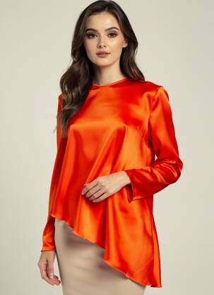 Top coupe fluide manches longues rouge MSGM femme