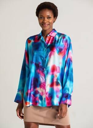 Chemisier coupe fluide manches longues bleu MSGM femme