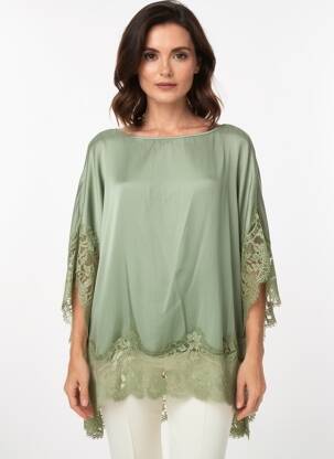 Top coupe fluide manches longues vert MA'AN femme