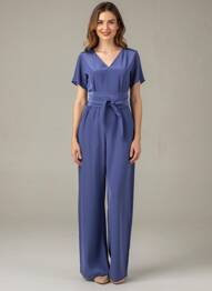 Combi-pantalon fermeture zippée au dos manches courtes bleu ASPESI femme