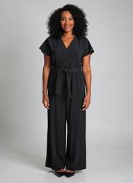 Combi-pantalon fermeture zippée au dos manches courtes noir PIAZZA SEMPIONE femme