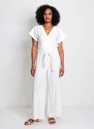 Combi-pantalon fermeture zippée au dos manches courtes blanc PIAZZA SEMPIONE femme
