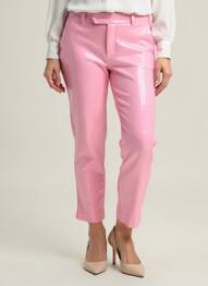 Pantalon 7/8 fermeture zippée sous rabat avec crochet taille normale rose MSGM femme